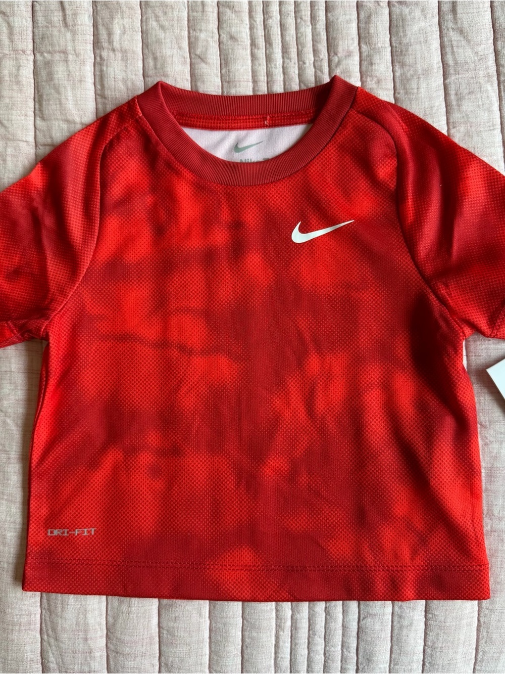 Nike Red Short Sleeve Dri-FIT Tee with White Swoosh - Size: 2T